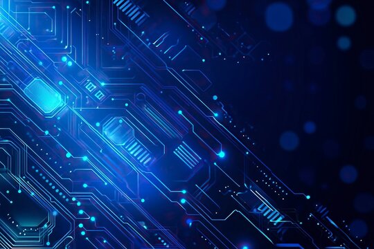 Abstract background with digital brain and circuit board, artificial intelligence concept. Vector illustration, stock photo contest winner, vector graphics, on dark blue background, high resolution. -