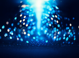 Wall Mural - abstract image of defocused blue and white lights on a dark background, creating a bokeh effect. res