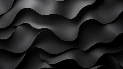 Aufkleber - The smooth, undulating curves of a deep black textile form elegant waves, inviting tactile exploration and enhancing the ambiance of modern interiors