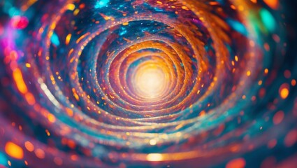 Poster - swirling vortex of light and color creating a mesmerizing tunnel effect in the digital realm