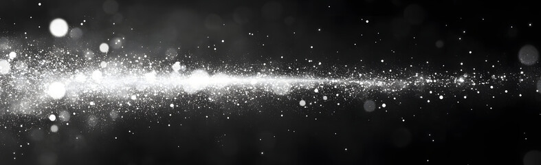 Poster - Abstract background of a glowing swirling cosmic trail of luminous particles floating in the dark void of a nebula like space  Futuristic digital