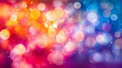 Fototapete - Dazzling array of colorful blurred bokeh lights and glittering spectra against a dark night sky creating a festive magical atmosphere for a or party backdrop  Vibrant abstract