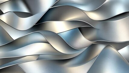 Poster - Waves of silver create an elegant and dynamic display with flowing curves and reflections, highlighting contemporary abstract art