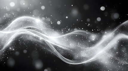 Poster - Ethereal and captivating cosmic waves of luminous particles flowing and swirling through the celestial realm creating a visually stunning and mesmerizing atmosphere