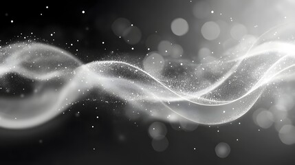Leinwandbilder - Glowing ethereal waves of energy particles in a dark cosmic space background  Abstract futuristic digital art with dynamic light patterns shimmering luminous elements