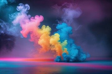 Wall Mural - Vibrant Smoky Gradient Canvas Backdrop with Colorful Haze and Retro-Futuristic Aesthetic