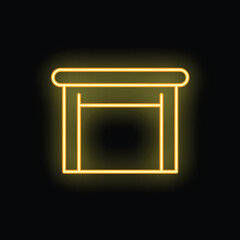 Poster - Yellow neon sign depicting a simple table is glowing on a black background