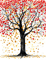 Wall Mural - Autumn Tree With Falling Leaves