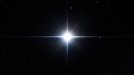 Poster - Bright star shining in the dark sky with lens flare effect