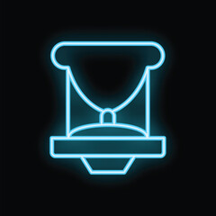 Poster - Glowing neon line hourglass icon isolated on black background. Time is running out concept. Vector illustration