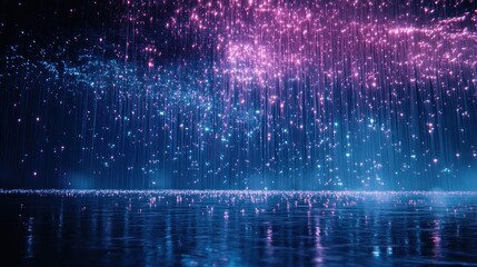 Poster - Ethereal Luminescence: Digital Rain Abstract