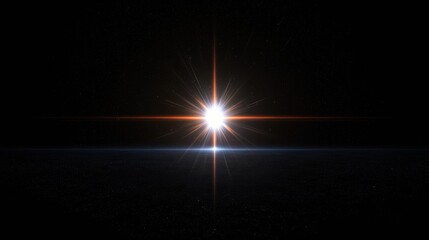 Aufkleber - Bright star shining over dark space background with lens flare effect