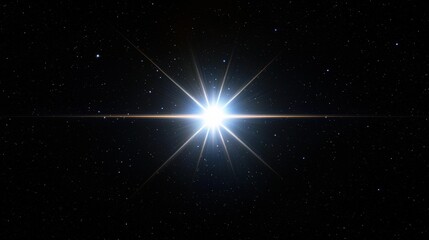 Leinwandbilder - Bright star shining in the dark sky with lens flare effect