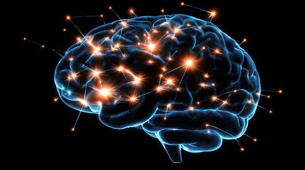 Wall Mural - neural connections glowing with ai-powered energy in dark space.