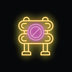 Poster - Glowing neon line road closed icon isolated on black background, colorful and illuminated vector