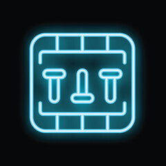 Poster - Glowing neon line icon of an electrical control panel with buttons, representing power and automation