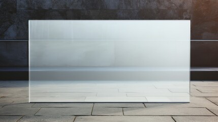 Poster - Transparent Glass Plate Sign on Wall with Professional Aesthetic for Modern Architecture and Interior Design Projects