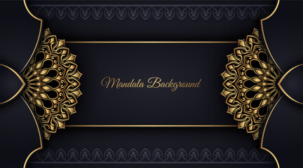 Wall Mural - Luxury Black background with ornamental mandala