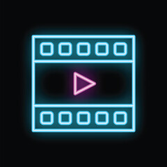 Poster - Neon video player showing play button on black background