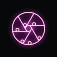 Poster - Neon pink camera shutter is glowing on a black background