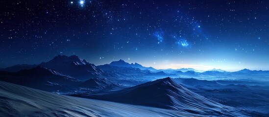 A mesmerizing photo of stars illuminating the desert landscape.