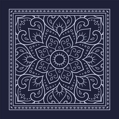 Wall Mural - circular pattern in form of mandala with flower for henna, mehndi, decoration. blue decorative ornam