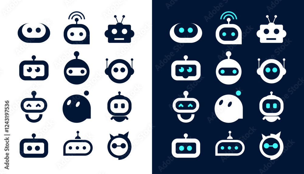 Developer Assistant Bot Icon Bot AI icon set robot assistant virtual smart character bubble logo ...