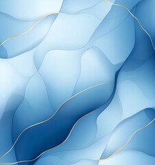 Poster - A beautiful abstract blue wave background with gentle curves and golden accents. Perfect for modern designs, digital art, and creative projects that evoke tranquility.