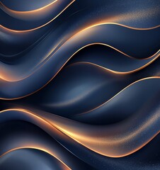 Poster - A captivating abstract background featuring smooth waves and gradients in navy and gold tones, perfect for design projects and artistic expressions.