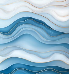 Poster - A captivating abstract design featuring flowing waves in shades of blue and white, intricately layered for a harmonious visual appeal, perfect for modern backgrounds or artistic pr