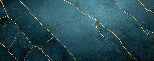 Poster - A captivating textured background featuring deep blue hues interlaced with striking golden veins, perfect for modern design projects, wallpapers, or artistic presentations.