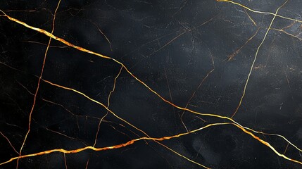Poster - A close-up view of a polished black marble surface, featuring intricate golden veins
