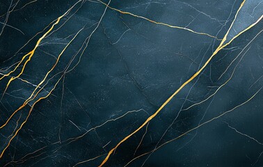 Poster - A close-up view of luxurious black marble with striking golden veins