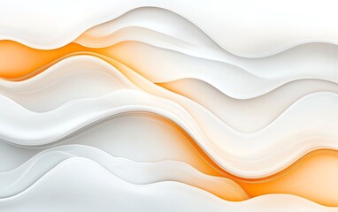 Poster - A creative abstract background featuring flowing waves in shades of white and orange, perfect for modern design projects, wallpapers, or promotional materials.