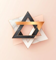 Poster - A creative geometric composition featuring overlapping shapes in marble and metallic hues. Ideal for modern design projects, this artwork evokes sophistication and elegance.