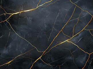 Poster - A high-resolution image of dark marble with striking golden veining. Perfect for backgrounds, textures, and design projects that require an elegant and luxurious touch.
