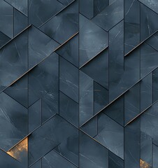 Poster - A modern, abstract pattern featuring geometric shapes in varying shades of dark blue and gray. The sleek design is perfect for backgrounds or creative projects.