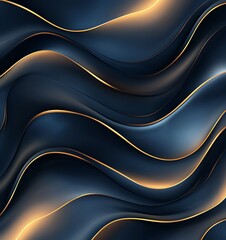 Poster - A sleek, modern design showcasing elegant waves in dark tones with glowing gold accents