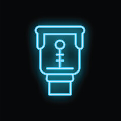 Poster - Blue glowing neon sign showing a car seat heating button on a black background
