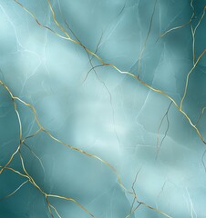 Poster - A smooth teal abstract background features delicate, golden veins interspersed throughout, creating a sense of elegance and tranquility, perfect for design projects.