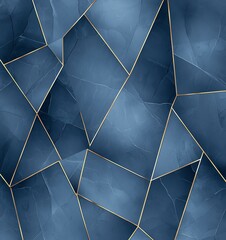Poster - A striking geometric pattern in various shades of blue, showcasing intricate lines that create a modern, abstract design perfect for backgrounds or artistic projects.