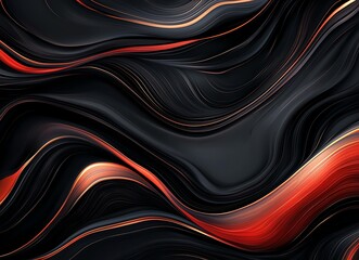 Poster - A stunning abstract background featuring flowing red and black waves. The smooth texture and vibrant colors create a dynamic visual experience, perfect for modern designs.