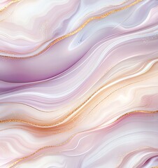 Poster - A stunning abstract background featuring flowing waves of pastel colors. The blend of soft purples, pinks, and gold accents creates a serene and elegant atmosphere.