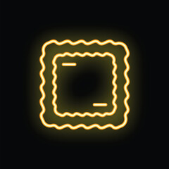 Poster - Neon yellow wavy square is glowing on a black background