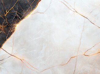 Poster - A stunning close-up of marble texture showcasing a blend of white and black with elegant gold veining, perfect for backgrounds and design projects.