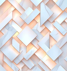 Poster - A stunning geometric pattern featuring white and soft pastel squares and rectangles arranged in an intricate design, creating a modern and stylish backdrop for various uses.