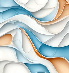 Poster - A stylish abstract background featuring flowing waves of blue, white, and orange hues