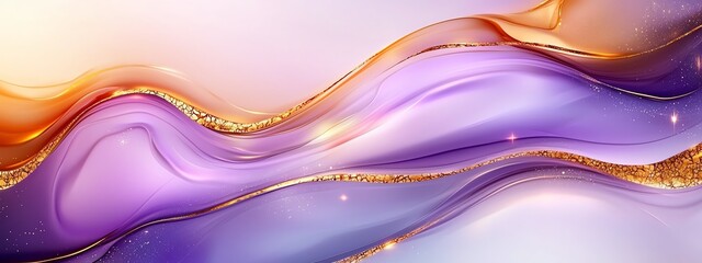 Poster - A vibrant abstract background featuring flowing curves in shades of purple, gold, and pink