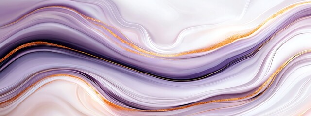 Poster - A vibrant abstract composition featuring flowing lines in shades of purple, white, and hints of gold. This mesmerizing artwork adds a modern touch to any creative project.