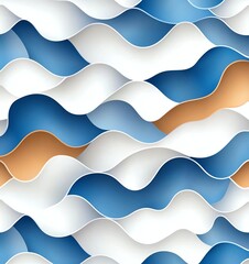 Poster - A vibrant and dynamic abstract wave pattern featuring shades of blue, white, and orange